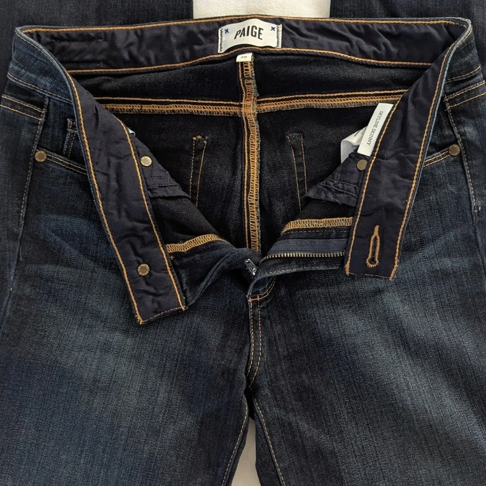 PAIGE Skyline Skinny Low Rise Dark Wash Denim Jeans Women's Size 28 Sleek Modern